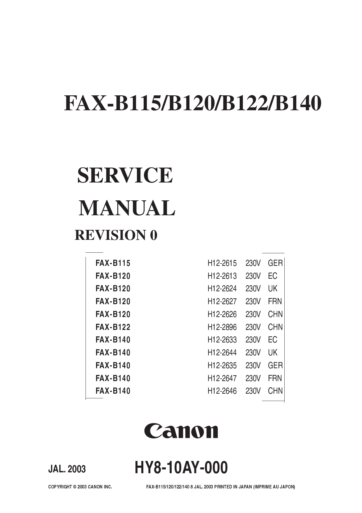 Canon FAX B115 B120 B122 B140 Service Manual-1